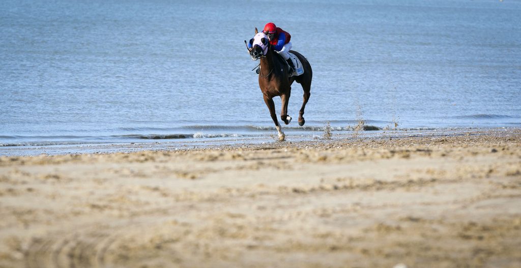 Jockeys race along the beach during the traditional beach race on the Sanlucar de Barrameda's beach in southern Spain, on August 10, 2011. Sanlucar horse racing dates back to 1845 and is some of the oldest in Europe, it currently takes place near the mouth of the Rio Guadalquivir several times during the month of August. (AP Photo/Miguel Gomez)